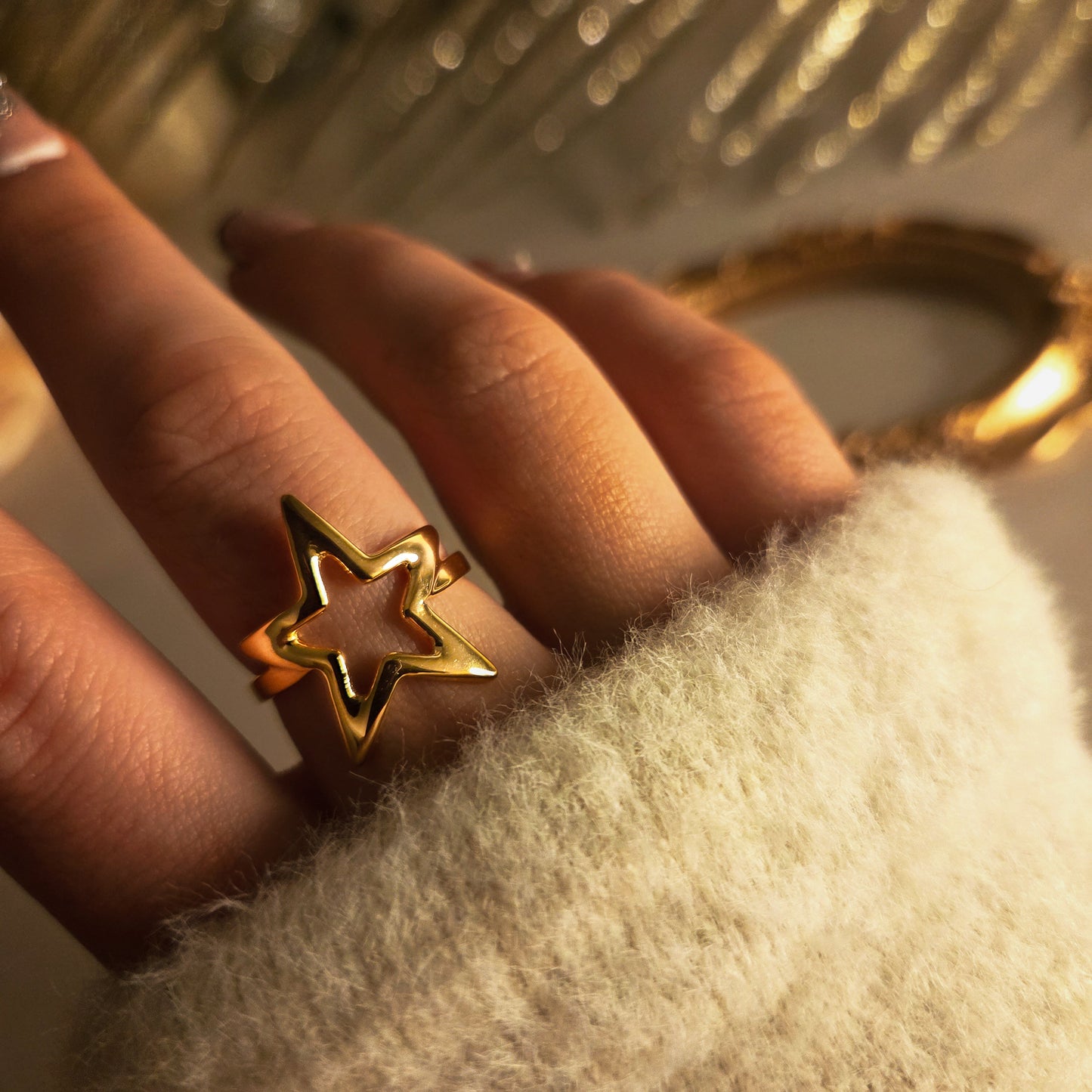 Bague femme acier inoxydable étoile – résistante à l’eau, ajustable