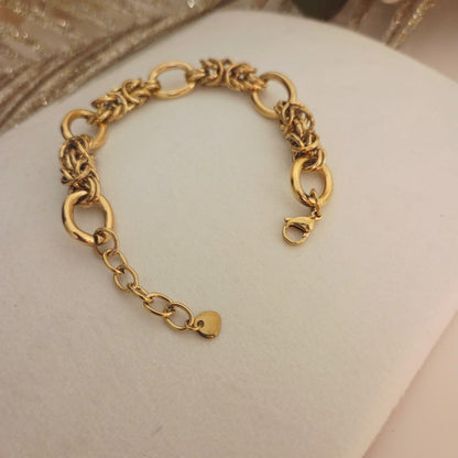 Détail des maillons du bracelet doré