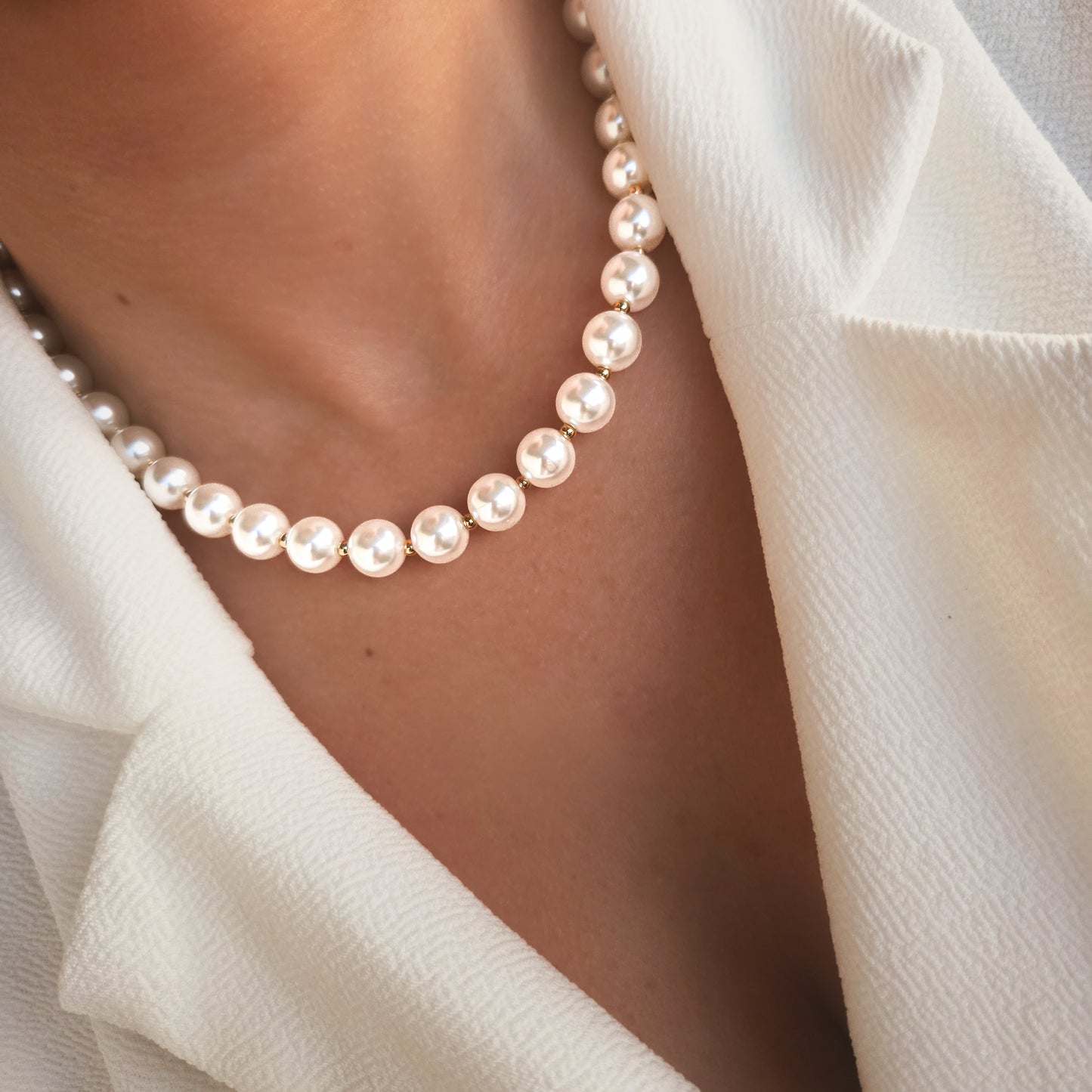 Collier perles en acier inoxydable style perles élégantes