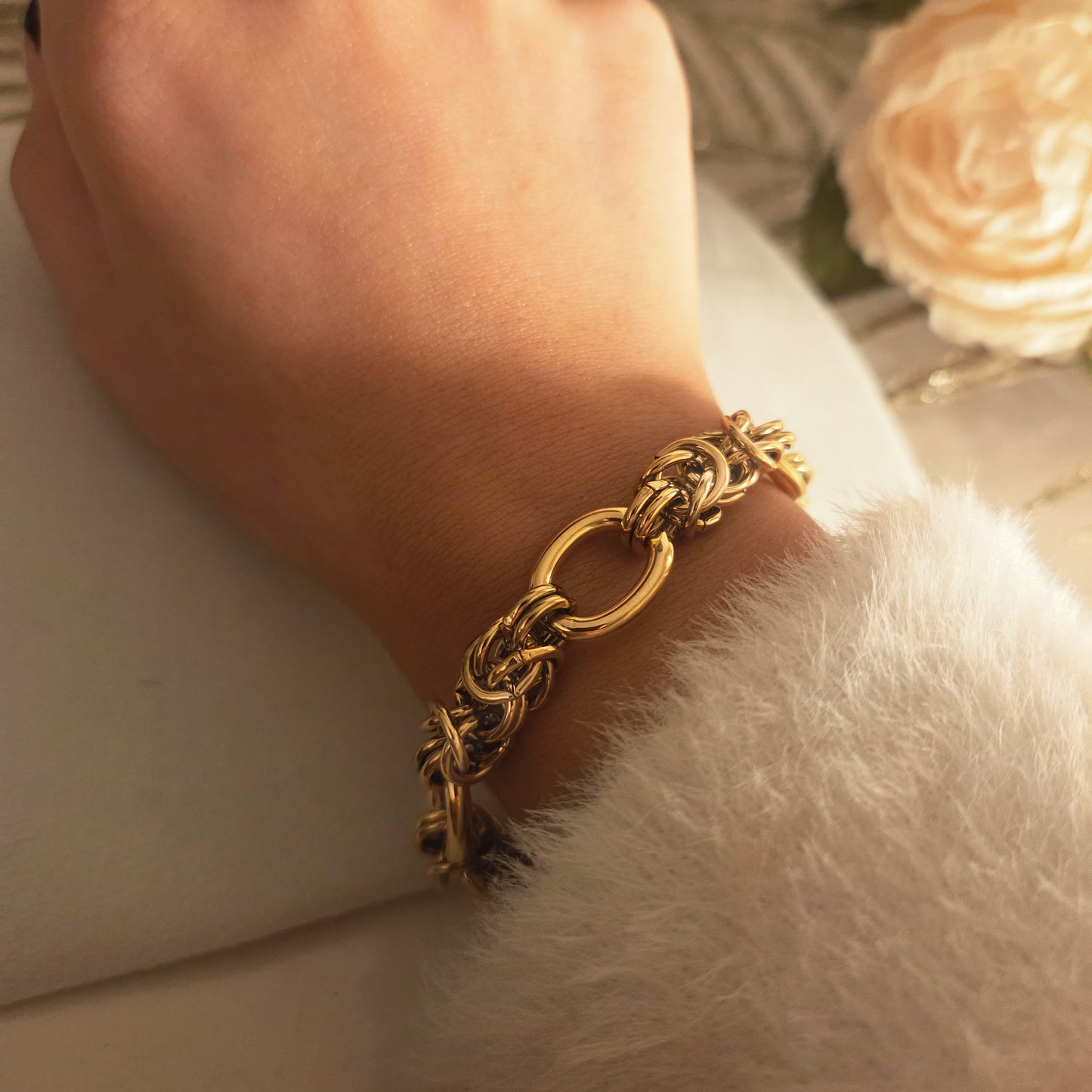 Bracelet doré à maillons épais en acier inoxydable