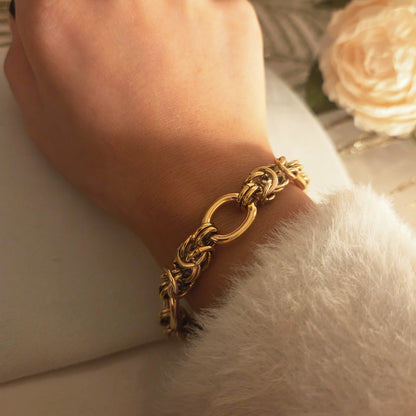 Bracelet doré à maillons épais en acier inoxydable