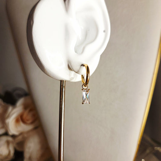 Boucle d’oreille créole avec pendentif cristal en acier inoxydable