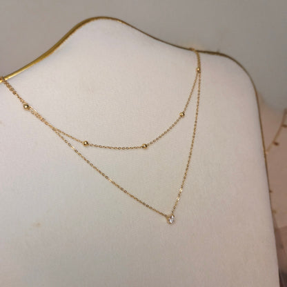 Collier double rang zircon et perles – autre vue